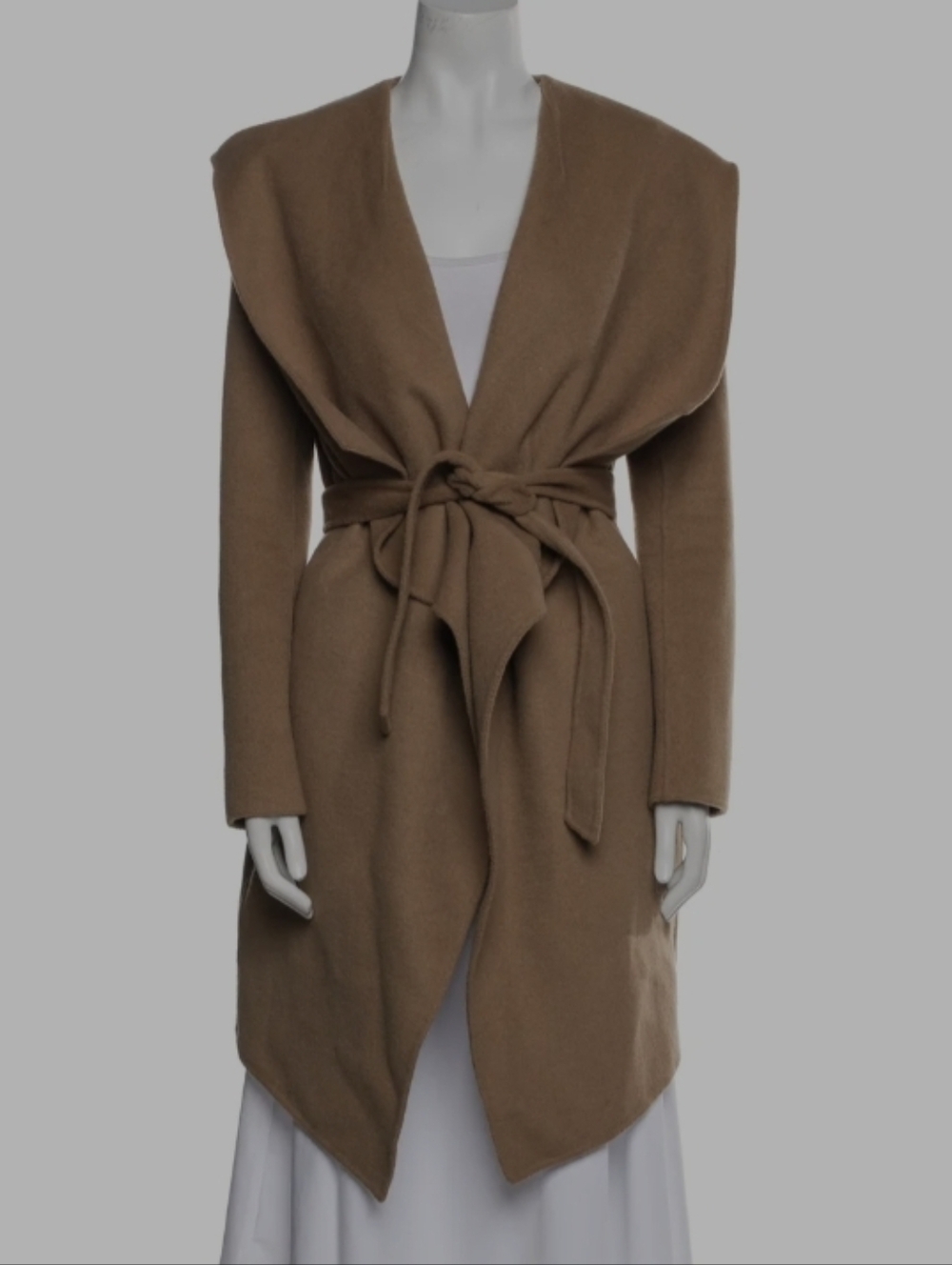 SOIA & KYO NWT ALMOND WATER FRONT BELTED HOODED WOOL BLEND COAT SIZE MEDIUM